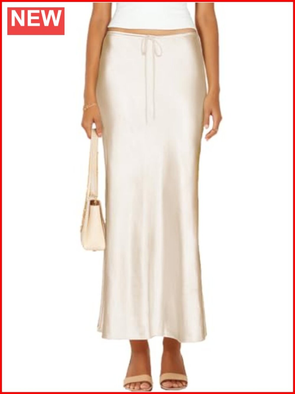 Satin Maxi Skirt Drawstring A-Line Long Silk Skirt Women